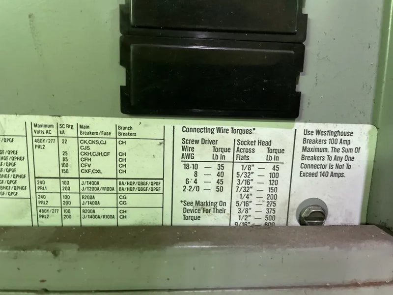 Challenger PRL2 Panel Board ( 480/277 Volts, 3 Ph, 100 Amps )