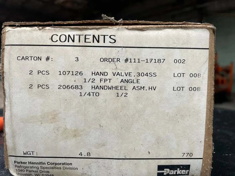 Parker Refrigeration 107126 SW Angle Shut-Off Valve (1/2")