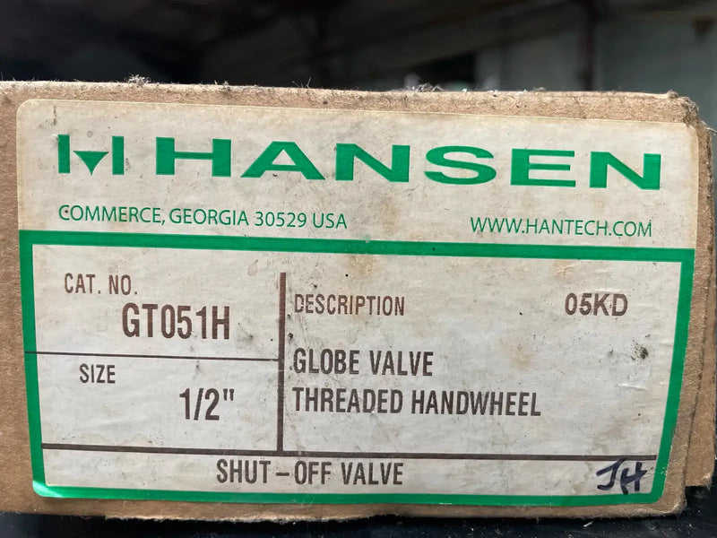 Hansen GT051H Globe Hand Wheel Shut-Off Valve (1/2")