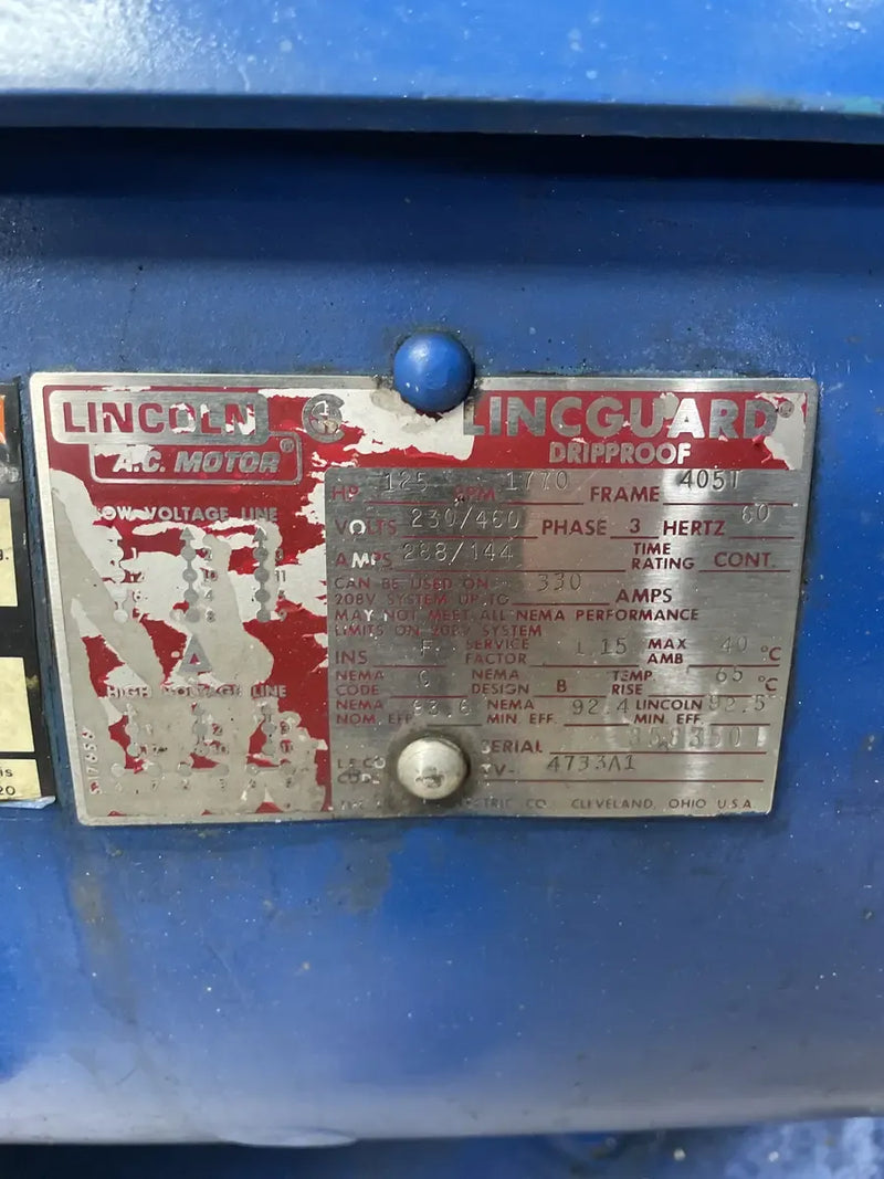 Motor de CA Lincoln Lincguard a prueba de goteo (125 HP, 1770 RPM, 230/460 V)