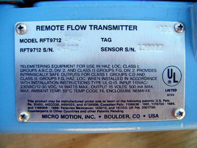 Micro Motion Flow and Density Monitoring System Micro Motion 