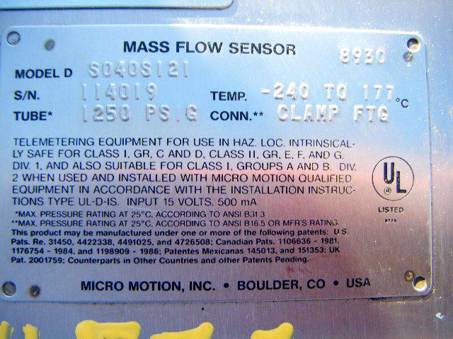 Micro Motion Flow and Density Monitoring System Micro Motion 