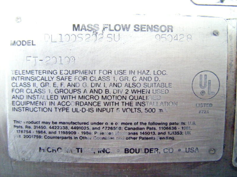 Micro Motion Mass Flow Sensor Micro Motion 