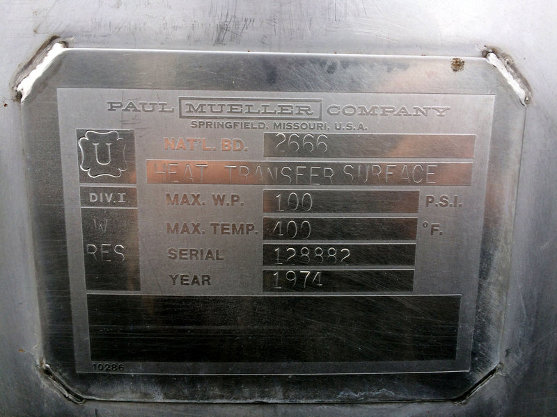 Mueller Stainless Steel Mixing Tank - 300 Gallons Paul Mueller Co. 