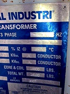 National Industries 2500 KVA Dry Type Transformer Nelson Industries Inc. 
