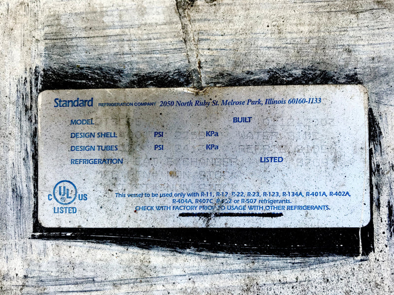 Oil Cooler for Freon Screw Compressor Standard Refrigeration Co. 