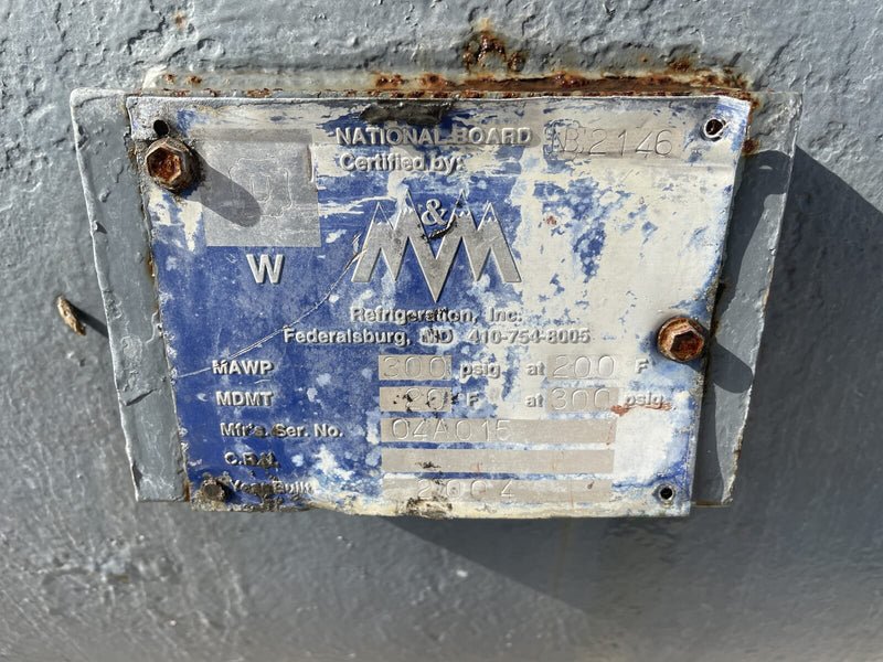 Receptor de amoníaco horizontal de refrigeración M&amp;M (36 pulgadas x 110 pulgadas, 480 galones)
