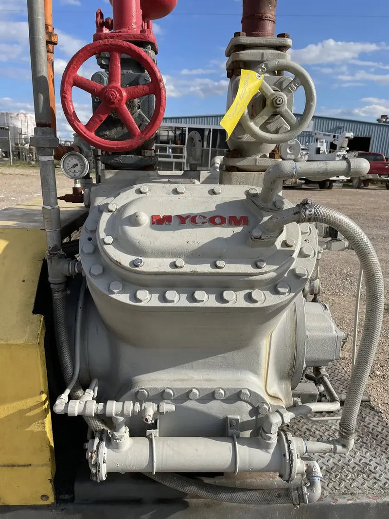 Mycom N4WB 4-Cylinder Reciprocating Compressor Package (MISSING COMPRESSOR, 60 HP 260/460 V, Belt Driven)