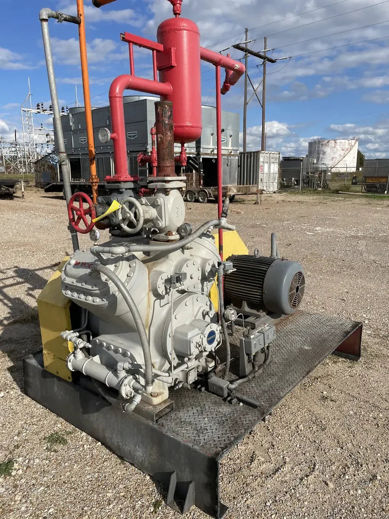 Mycom N4WB 4-Cylinder Reciprocating Compressor Package (MISSING COMPRESSOR, 60 HP 260/460 V, Belt Driven)
