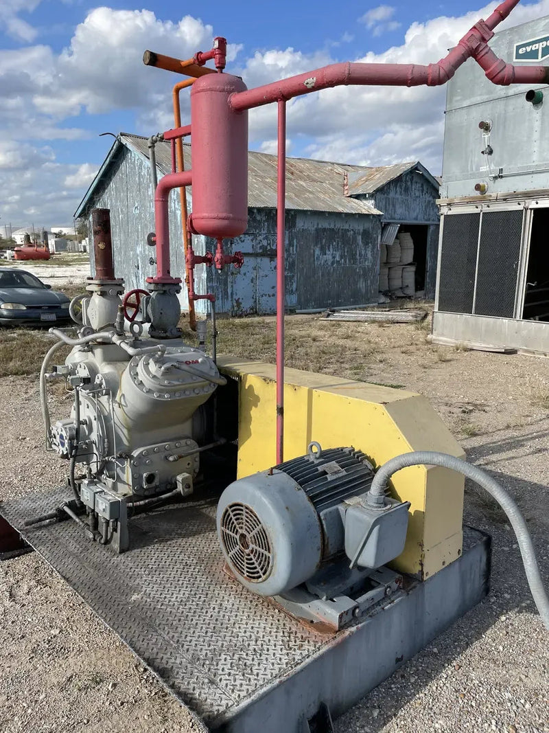 Mycom N4WB 4-Cylinder Reciprocating Compressor Package (MISSING COMPRESSOR, 60 HP 260/460 V, Belt Driven)