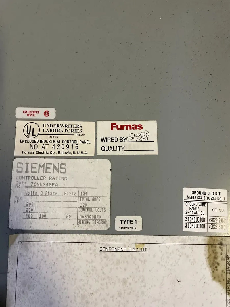 Siemens 70NL34BFA Motor Starter - HP