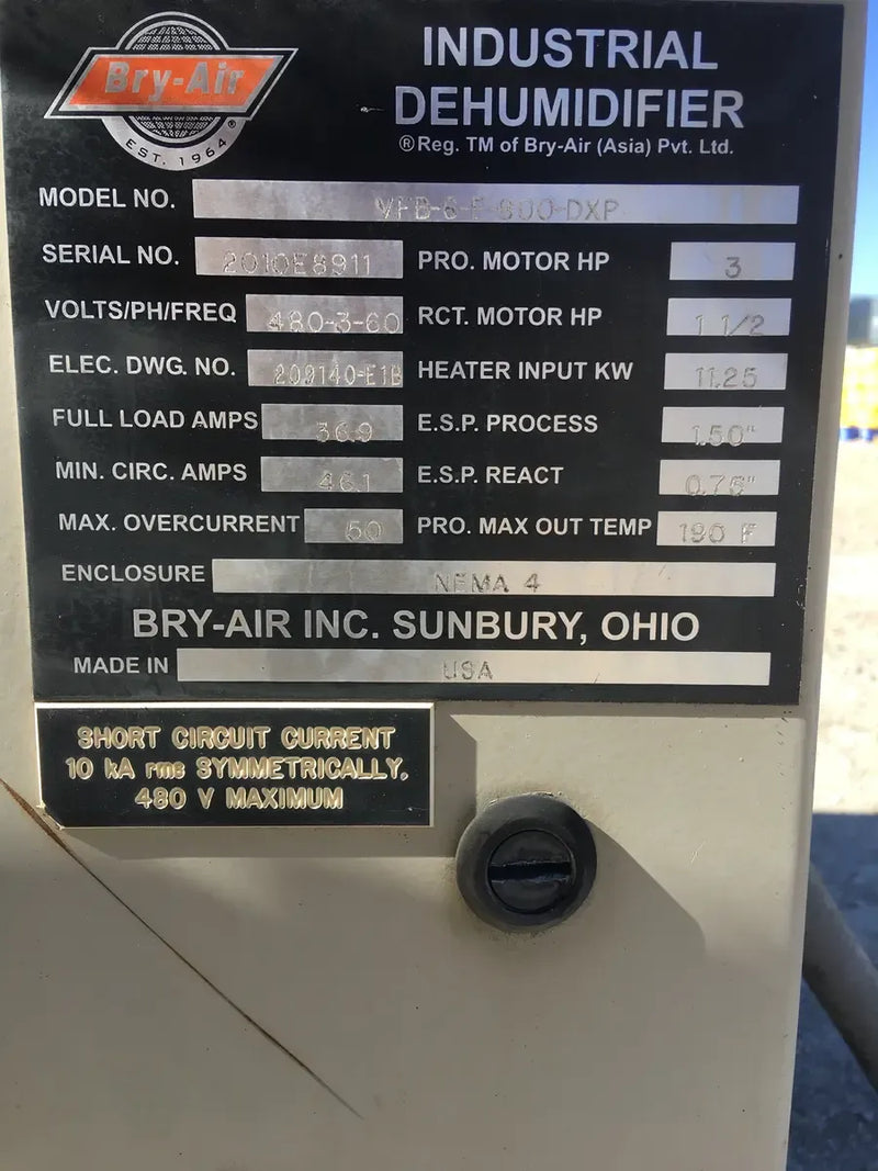 Bry-Air VFB-6-E-800-DXP Industrial Dehumidifier