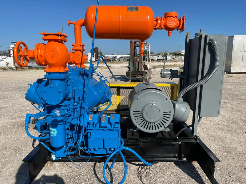 Vilter 456 6-Cylinder Reciprocating Compressor Package (125 HP 460 V, Belt Driven)