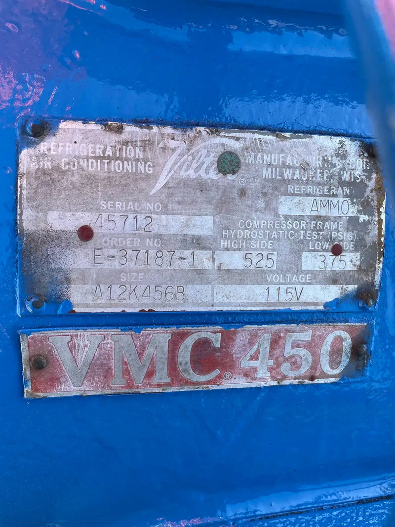 Vilter 456 6-Cylinder Reciprocating Compressor Package (125 HP 460 V, Belt Driven)