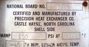 Precision Heat Exchanger Co. Shell and Tube Chiller with Surge Drum Precision Heat Exchanger Co. 