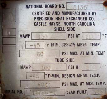 Precision Heat Exchanger Co. Shell and Tube Chiller with Surge Drum Precision Heat Exchanger Co. 