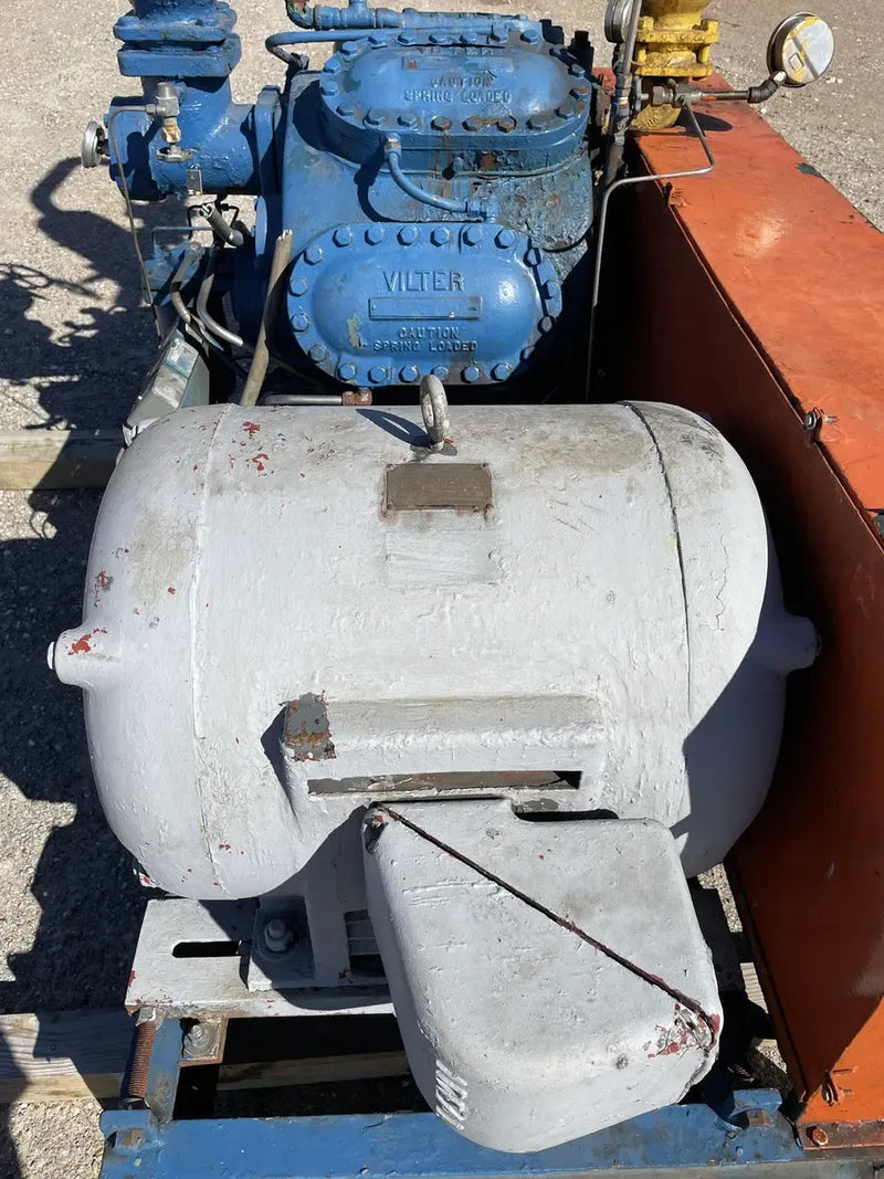 Vilter 448 8-Cylinder Reciprocating Compressor Package (100 HP 208-236/118 V, Belt Driven)