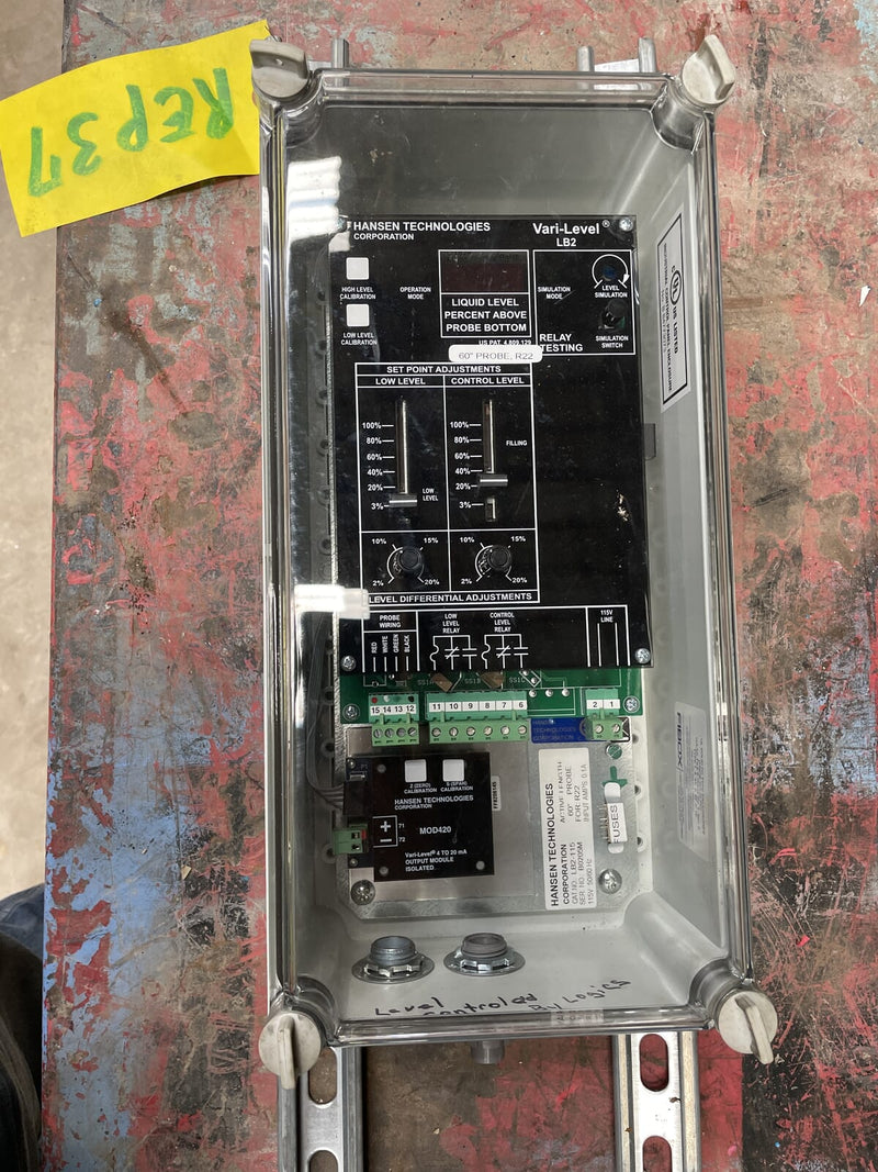 Hansen Technologies LB2-115 Control ajustable de nivel variable líquido (115 voltios, 2 relés)
