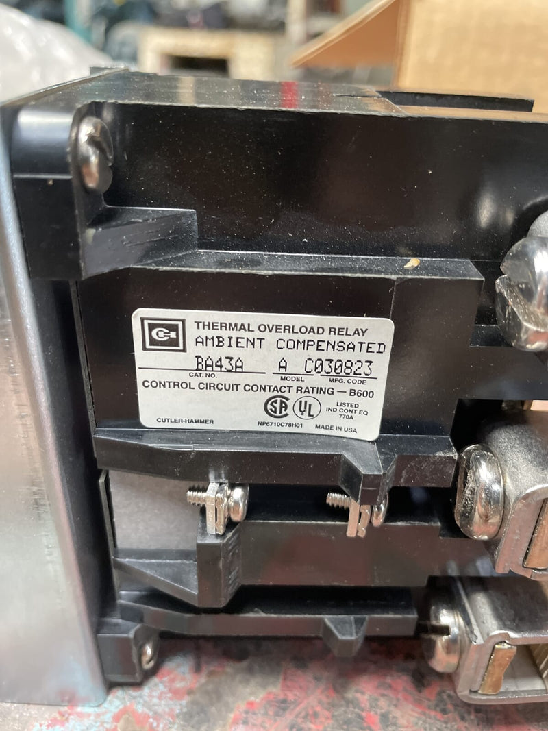 Relé de sobrecarga Cutler-Hammer BA43A (Serie de sobrecarga A200)