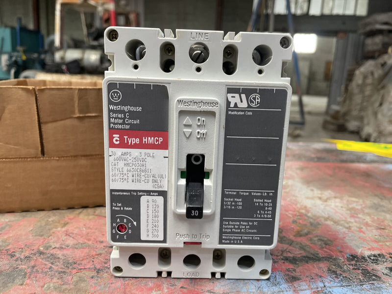 Westinghouse HMCP030H1 Series C Motor Circuit Protector ( 30 Amp, 3 Pole, 600 VAC-250 VDC)
