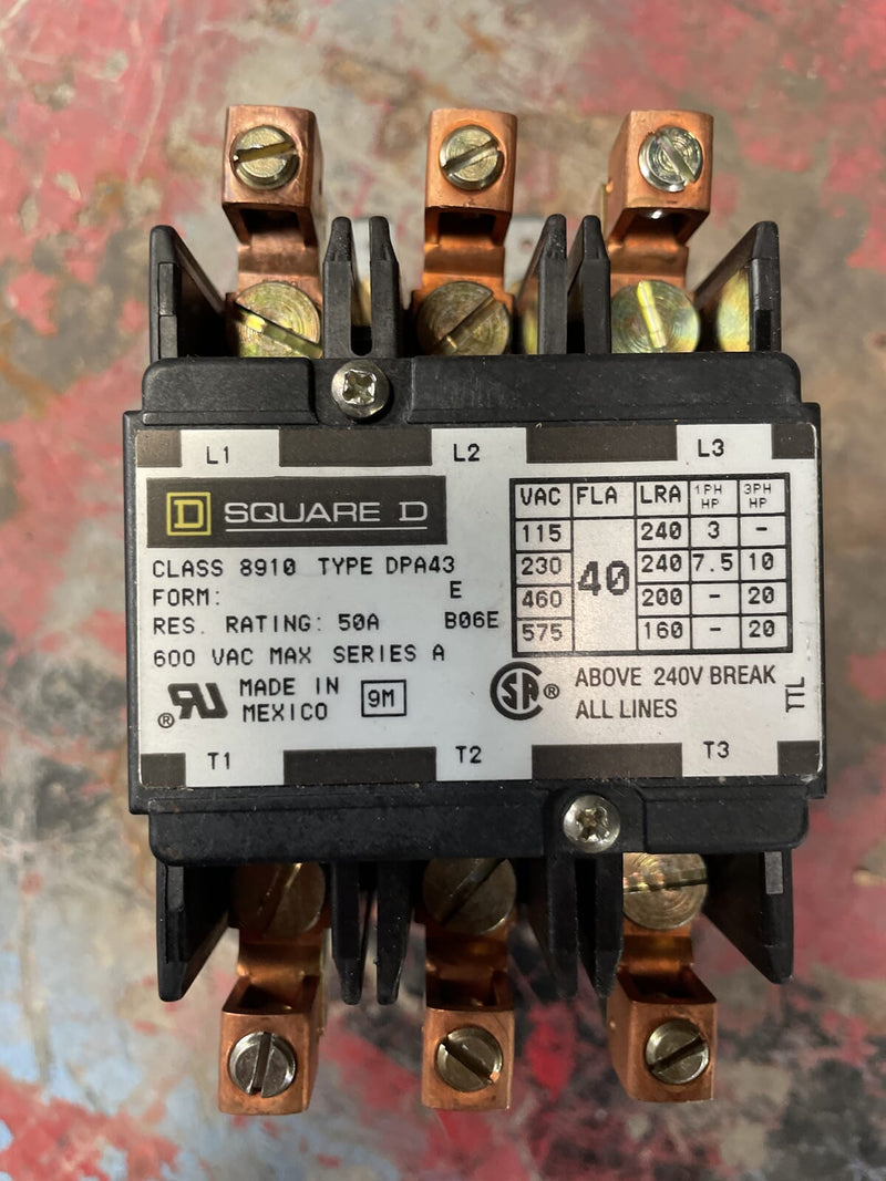 Square D Company 8910DPA43V14 Definite Purpose Contactor