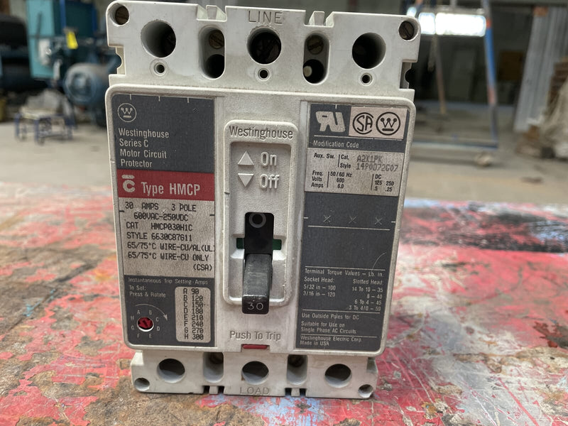 Westinghouse HMCP030H1 Series C Motor Circuit Protector ( 30 Amp, 3 Pole, 600 VAC-250 VDC)