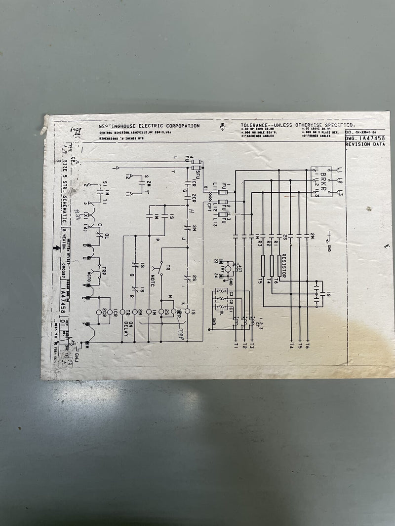 Westinghouse Motor Starter ( 200 HP, 480V, 60Hz)