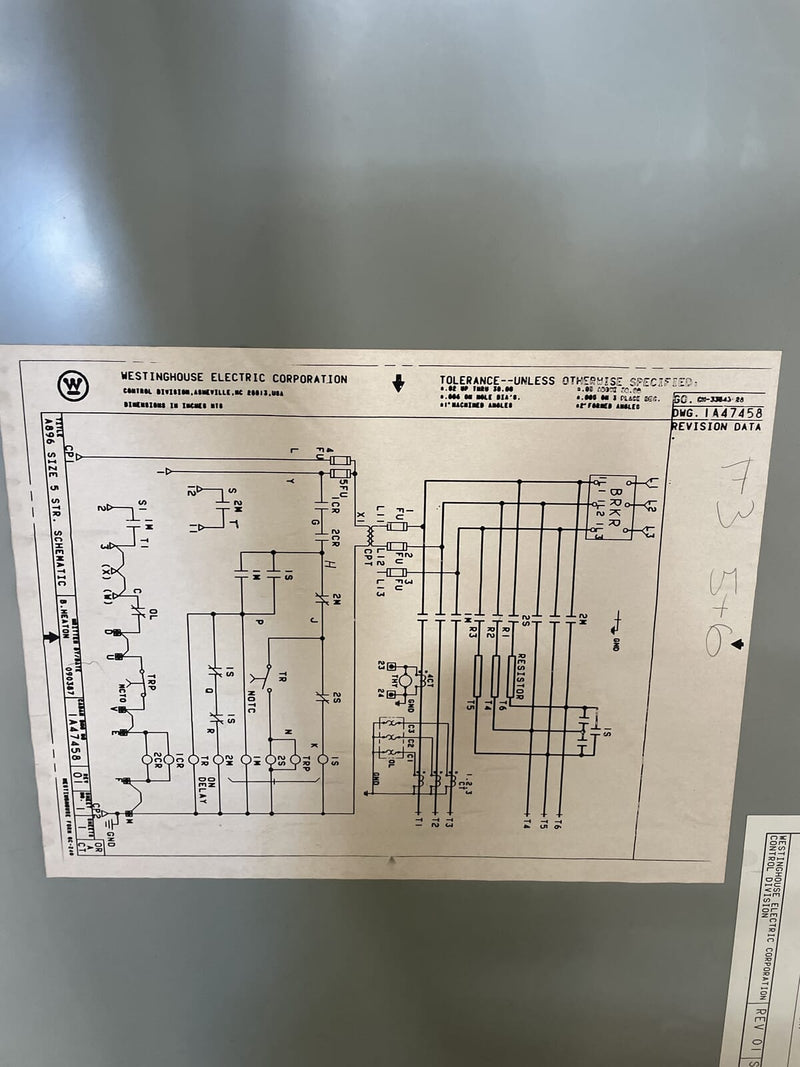Arrancador de motor Westinghouse (200 HP, 480 V, 60 Hz)