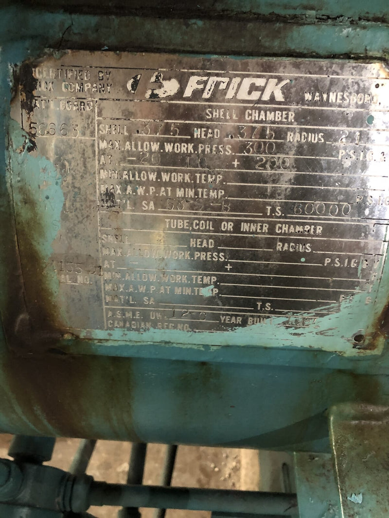 Paquete de compresor de tornillo rotativo Frick RWB-11-134H (TDSD193L, 300HP 460V, panel de actualización Frick Quantum HD)