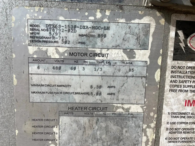 Krack DTX6S-1530-DXA-HGC-LH Ammonia Evaporator Coil- 17.46 TR, 6 Fans (Low/Medium Temperature)