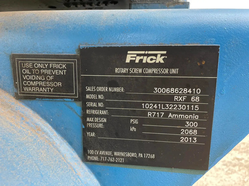 Frick Rotary Screw Compressor Package (Frick XJF, 125 HP 230/460 V, Micro Control Panel)