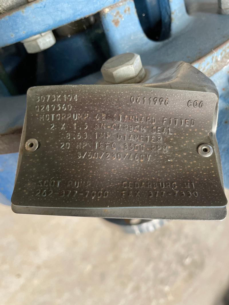 Scot Motor 62JM Centrifugal Pump (20 HP, 175 GPM Max) Scot 