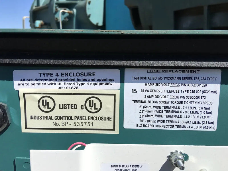 Frick RWB-II-222 Rotary Screw Compressor Package (Frick TDSH233L, 500 HP 460 V, Frick Micro Control Panel)