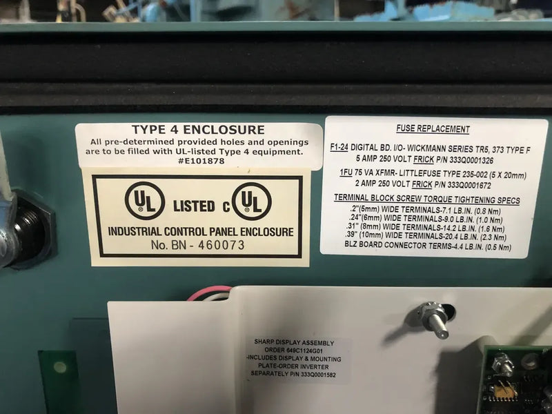 Frick Bare Rotary Screw Compressor Package (Frick Micro Control Panel, MISSING SCREW, MISSING MOTOR )