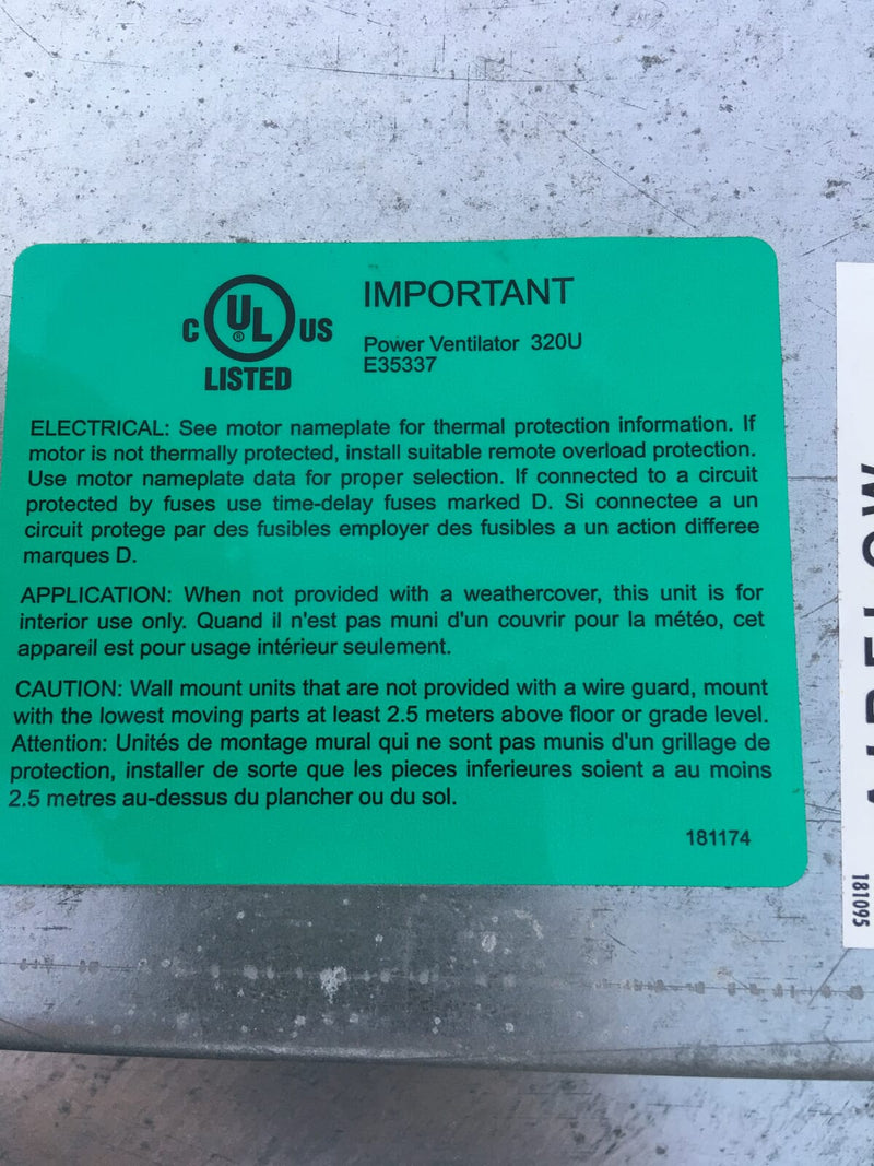 Unused Loren Cook 330SQN-B Centrifugal Fan