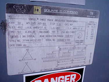 Sorgel Square D Company Insulated Transformer - 30 KVA Sorgel Square D Company 