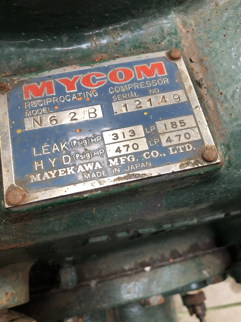 Mycom N62B 8-Cylinder Reciprocating Compressor Package (100 HP 230/460 V, Belt Driven)