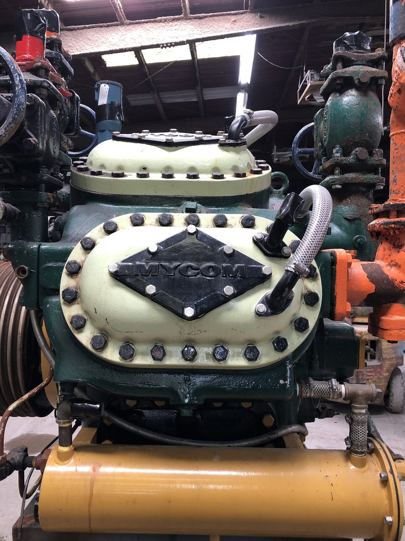 Mycom N62B 8-Cylinder Reciprocating Compressor Package (100 HP 230/460 V, Belt Driven)