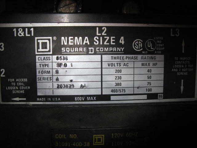 Square D Company WYE Delta Motor Starter – 200 HP Square D 