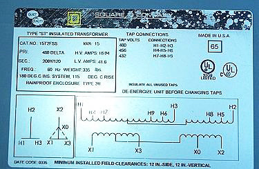 Square D Insulated Transformer - 15 KVA Square D 