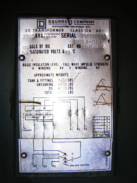 Square D Transformer - 2000 KVA Square D 