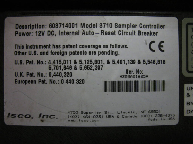 Teledyne Isco Model 3710 Water Sampling Controller Package Teledyne Isco 