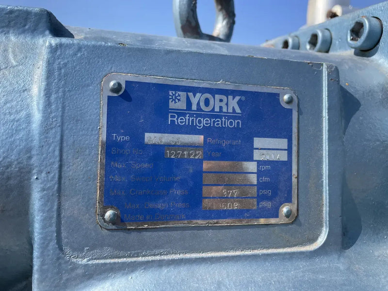 Paquete de compresor de tornillo rotativo York SAB 83 (Sabroe SAB 83, 300 HP 460 V, FALTA MICRO PANEL)