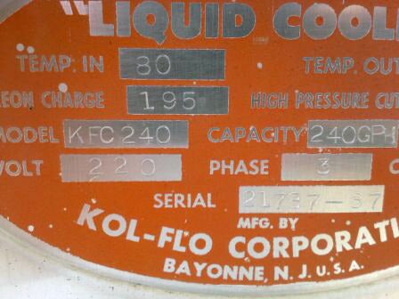 Union Kol-Flow Freon Liquid Chiller - 240 GPH Union Kol-Flow 