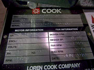 Unused Loren Cook SQN-B Square Inline Fan – 1/6 HP, 200 CFM Loren Cook 