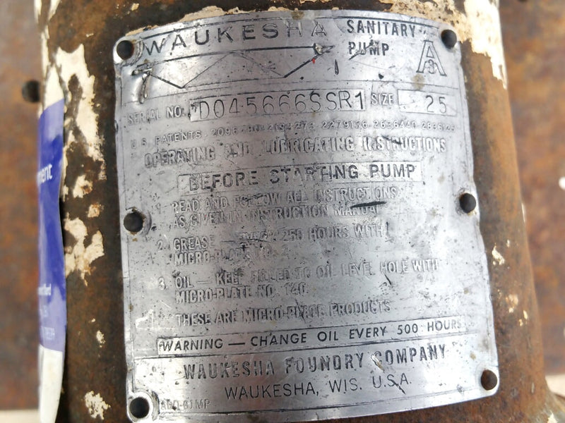 Waukesha 25 Positive Displacement Pump Waukesha 