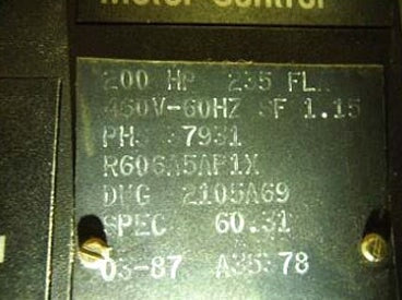 Westinghouse 460V Motor Starter – 200 HP Westinghouse 