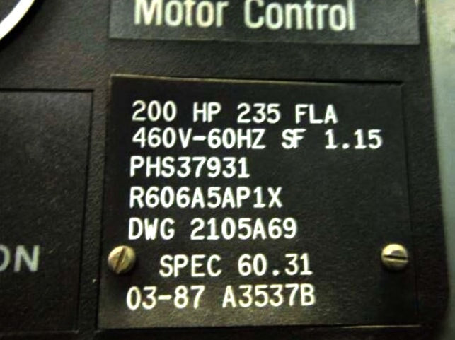 Westinghouse 460V Motor Starter – 200 HP Westinghouse 