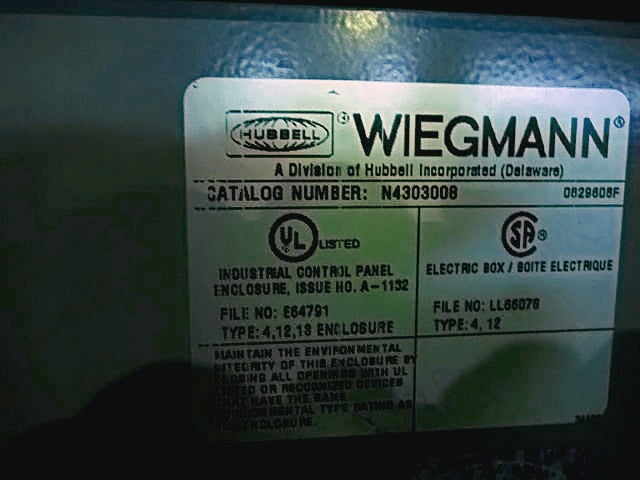 Wiegmann Control Panel with 4 VFD Controllers - 2 HP Wiegmann-Hubbell 