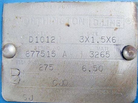 Worthington Centrifugal Pump - 3X1.5X6 Worthington 
